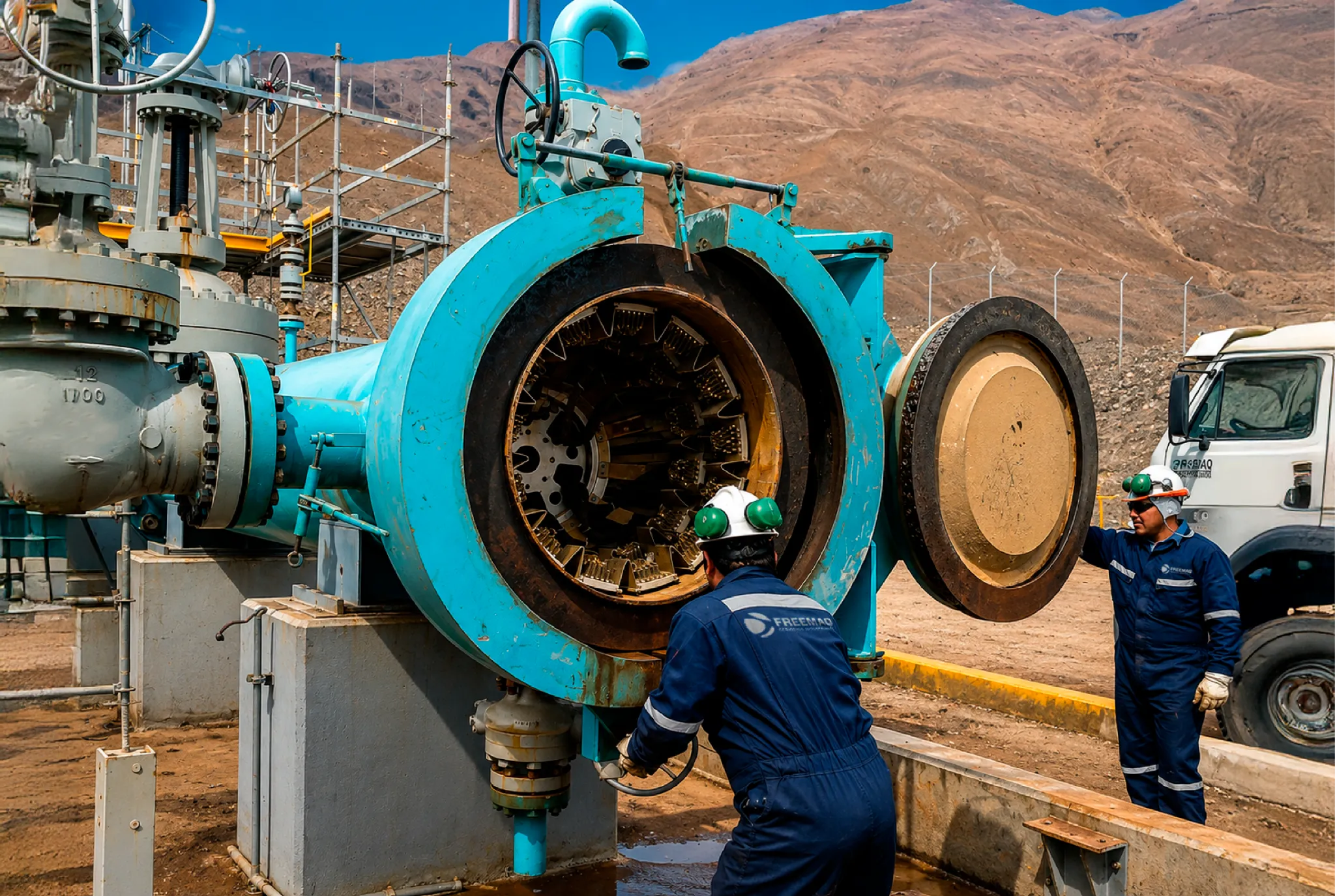 Infraestructura de ductos industriales sometida a procesos de limpieza y mantenimiento para mejorar la eficiencia operativa y el flujo de los sistemas.
